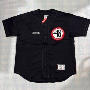 Supreme Crew Neck Short-Sleeved Button-Down Black Shirt